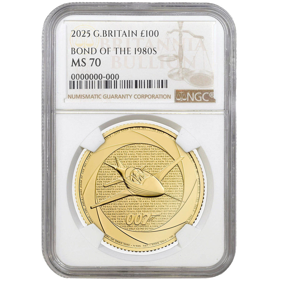 NGC 2025 1oz Gold Six Decades of 007: Bond of the 1980s